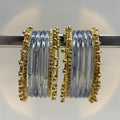 Glass Jelly Bangles | Gold Beaded Set of 12 | Bangle Bloom view 3
