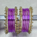 Glass Jelly Bangles | Gold Beaded Set of 12 | Bangle Bloom view 5