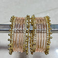 Glass Jelly Bangles | Gold Beaded Set of 12 | Bangle Bloom view 6