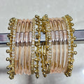 Glass Jelly Bangles | Gold Beaded Set of 12 | Bangle Bloom view 15