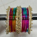 Glass Jelly Bangles | Gold Beaded Set of 12 | Bangle Bloom view 10