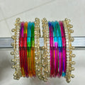 Glass Jelly Bangles | Gold Beaded Set of 12 | Bangle Bloom view 8