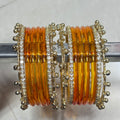Glass Jelly Bangles | Gold Beaded Set of 12 | Bangle Bloom view 9