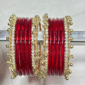 Glass Jelly Bangles | Gold Beaded Set of 12 | Bangle Bloom view 4