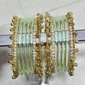 Glass Jelly Bangles | Gold Beaded Set of 12 | Bangle Bloom view 2