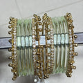Glass Jelly Bangles | Gold Beaded Set of 12 | Bangle Bloom view 16