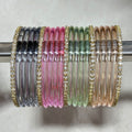 Glass Jelly Bangles | Gold Beaded Set of 12 | Bangle Bloom view 13